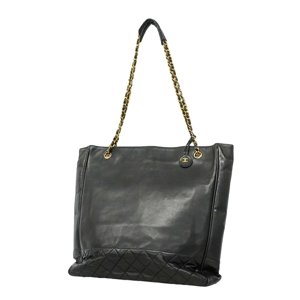 Chanel Matelassé Lambskin Chain Tote Bag, Black, for Women